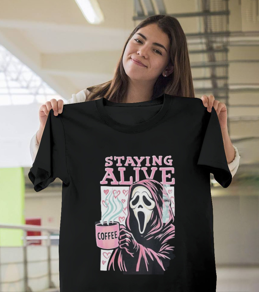 Staying Alive Ghostface Coffee T-Shirt