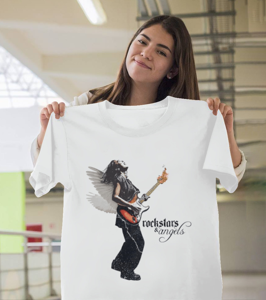 Angel Guitarist With Fiery Rockstars And Angels T-Shirt