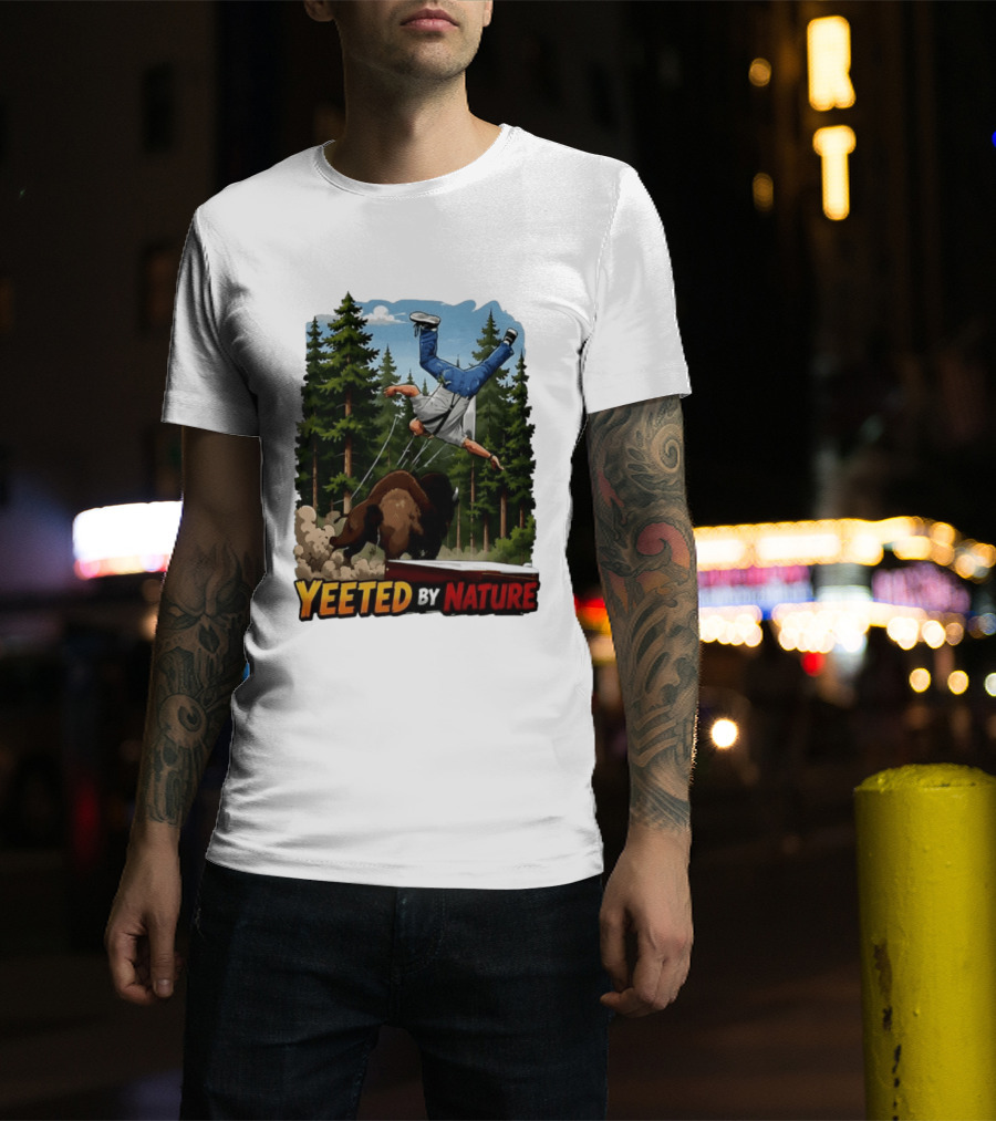 Bison Tossing Tourist Adventure Yeeted By Nature Comedy T-Shirt