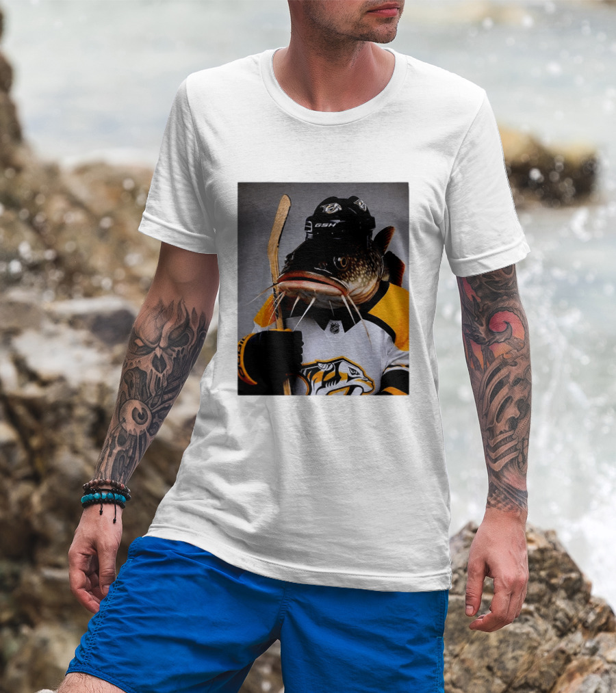 Nashville Predators Catfish Hockey Mascot Community Spirit T-Shirt