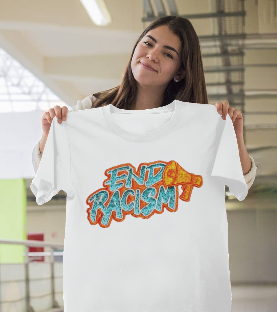 End Racism Embroidered Iron On Patch With Megaphone Applique T-Shirt