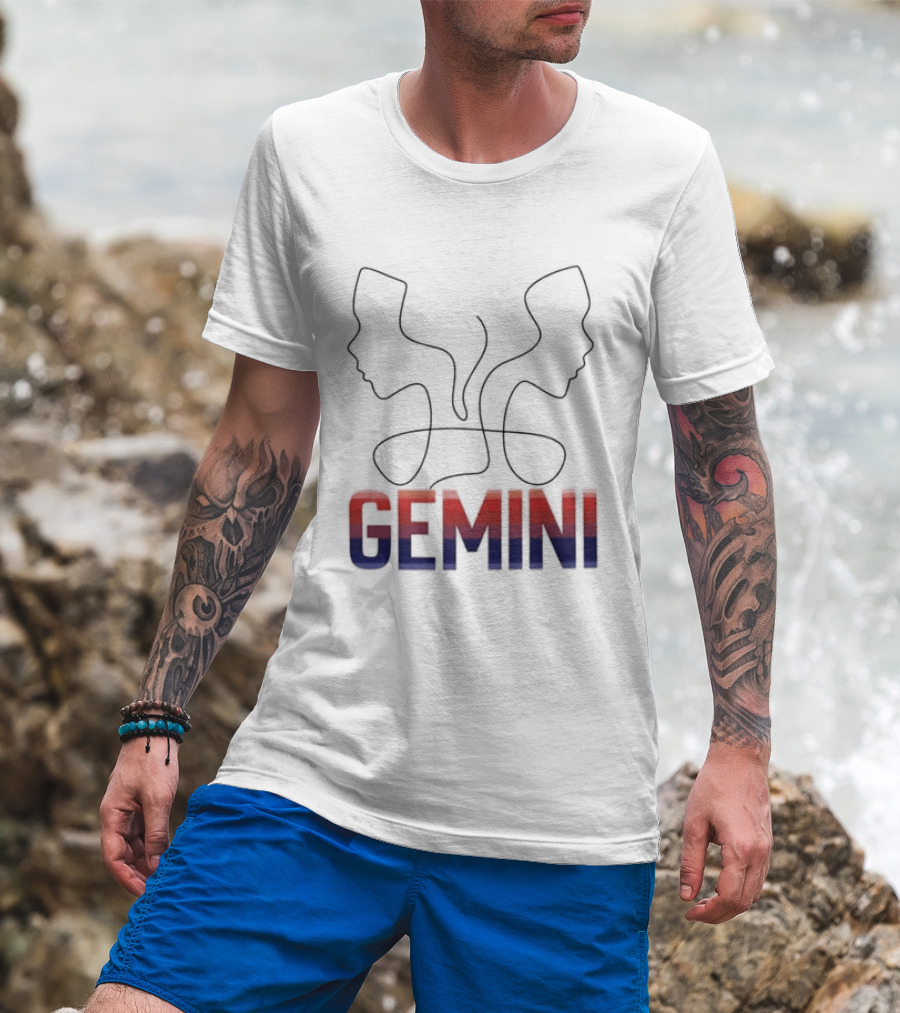 Gemini Zodiac Rainbow Outline LGBTQ Pride T-Shirt