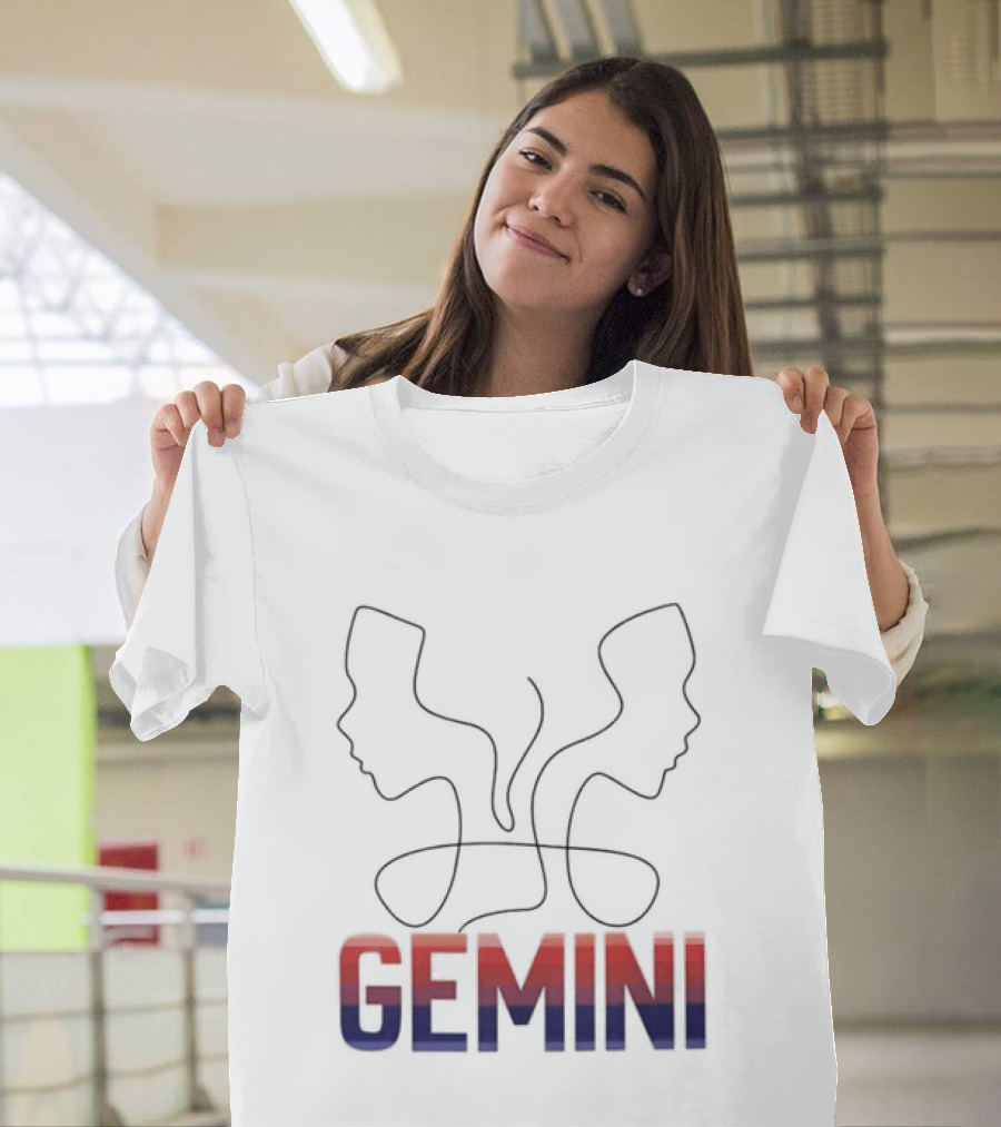 Gemini Zodiac Rainbow Outline LGBTQ Pride T-Shirt