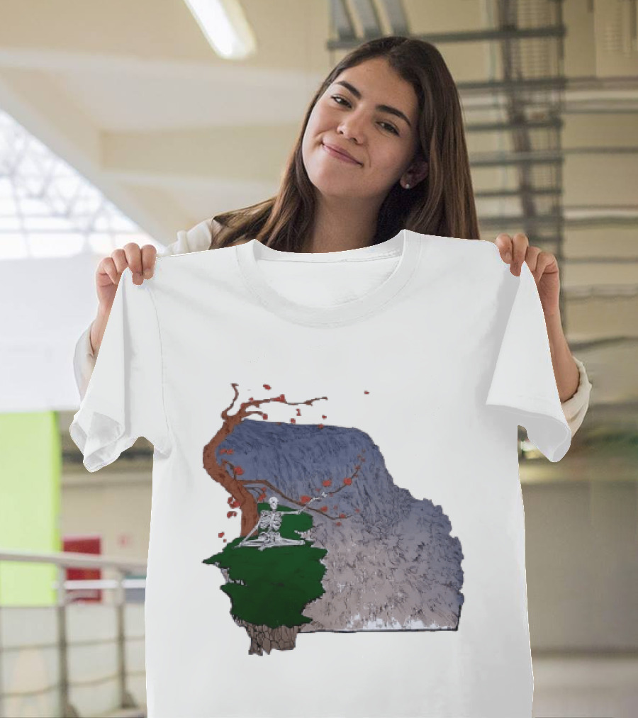 Grateful Dead Skeleton Meditating Under Flowering Tree T-Shirt
