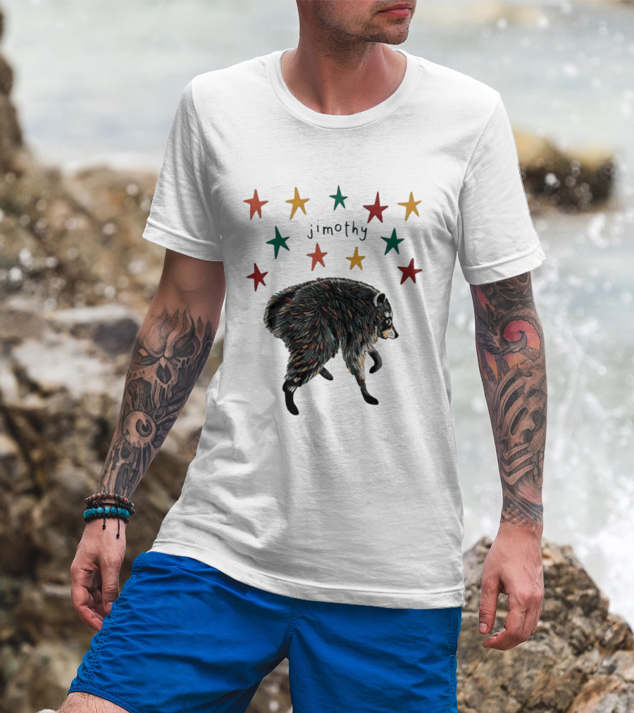 Jimothy Colorful Bear Stars Whimsical Animal T-Shirt