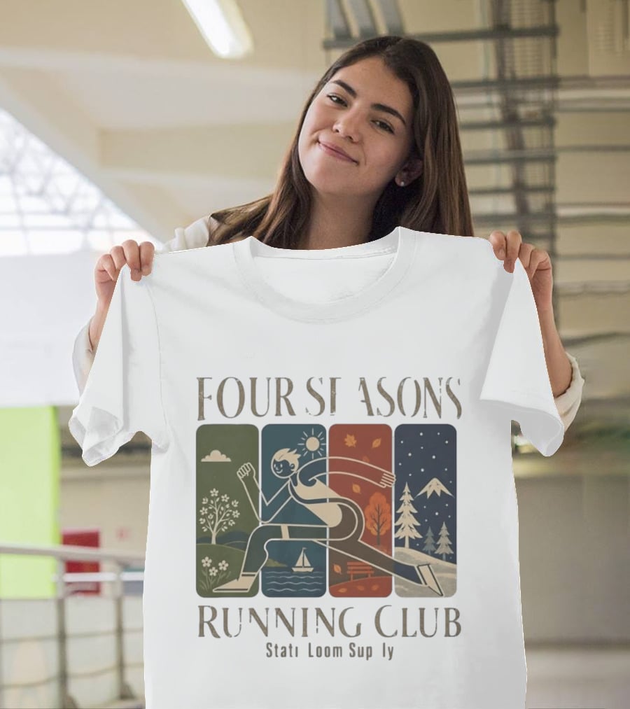 Staticloom Supply Four Seasons Running Club Vintage Seasonal Outdoor Jogging T-Shirt