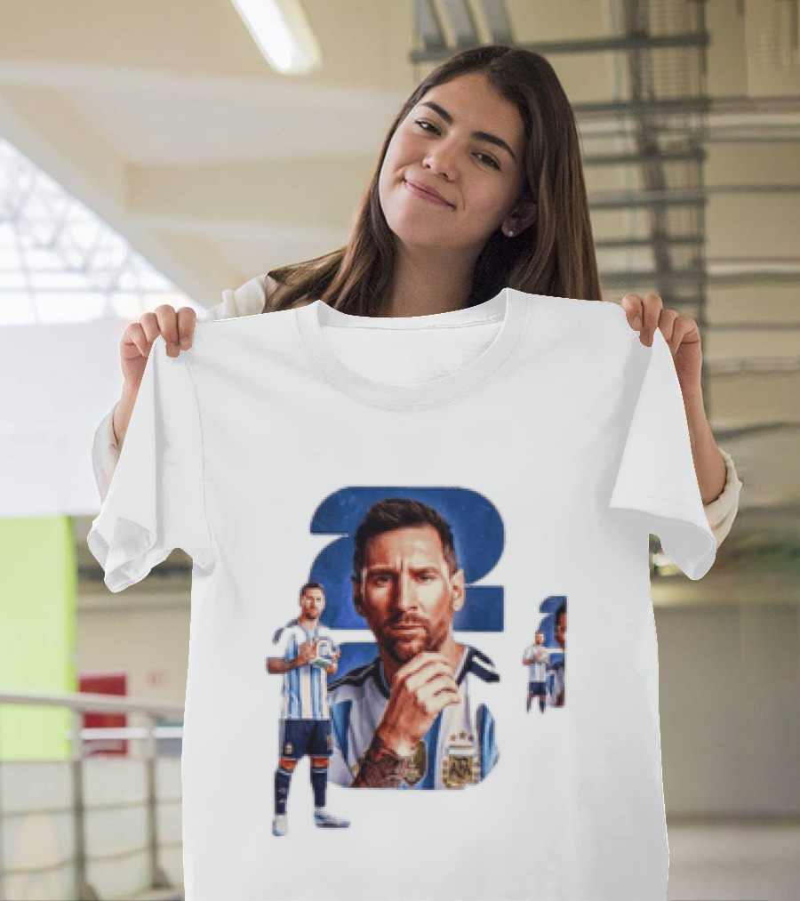 Lionel Messi Argentina Jersey 2023 FIFA World Cup Champion Collage T-Shirt