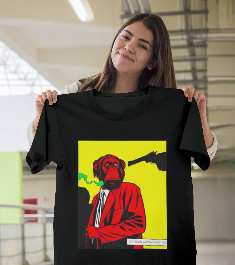 Chimpanzee Hitman Smoking Scene I've Been Waiting For You T-Shirt