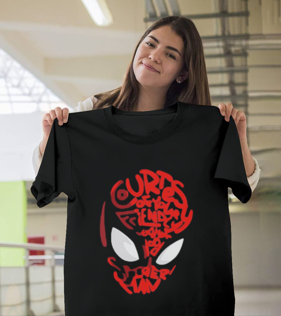 Courtesy Of Your Friendly Neighborhood Spider Man Face T-Shirt