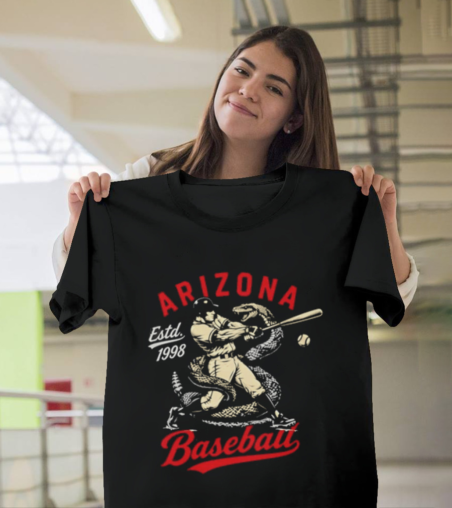 Estd 1998 Arizona Baseball Batting Player With Snake T-Shirt