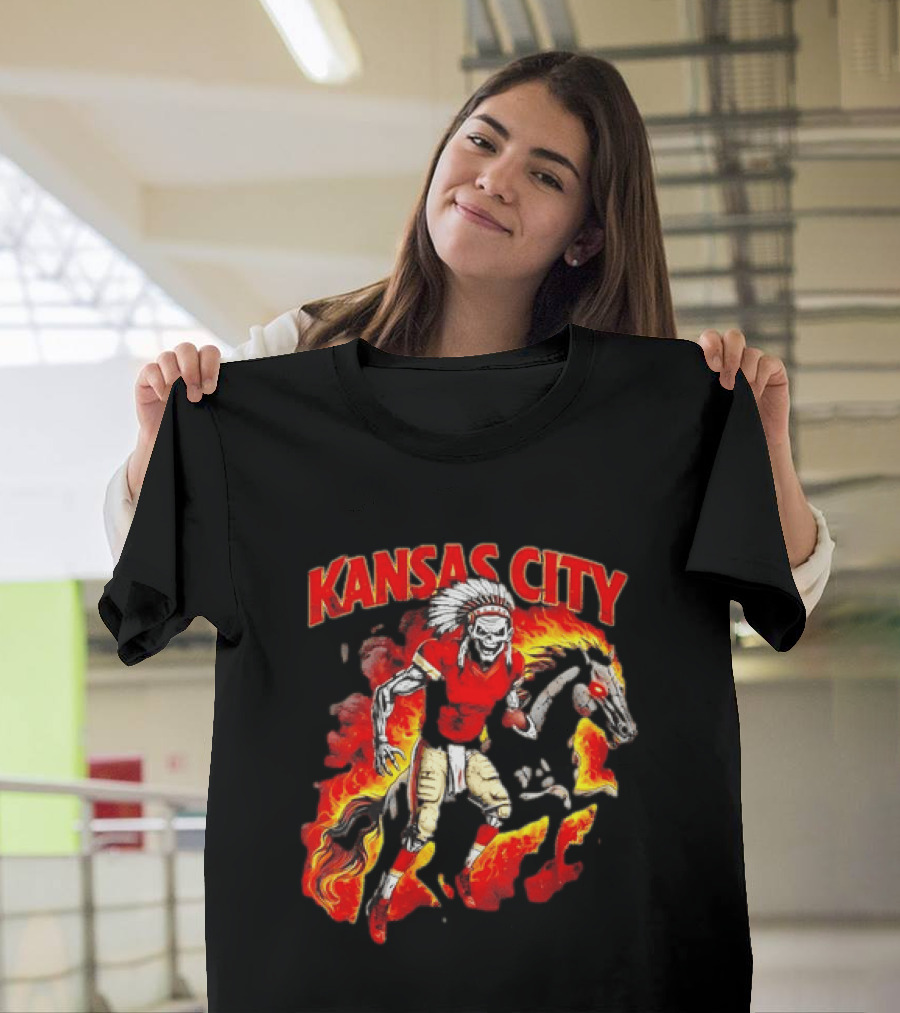 Kansas City Skeleton Player Riding Flaming Horse T-Shirt