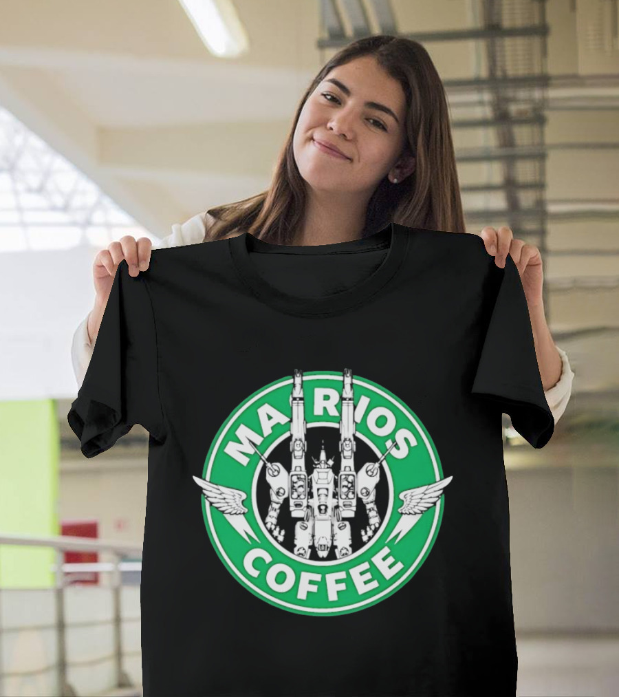 Marios Coffee Mech Robot Wings Green Circular T-Shirt