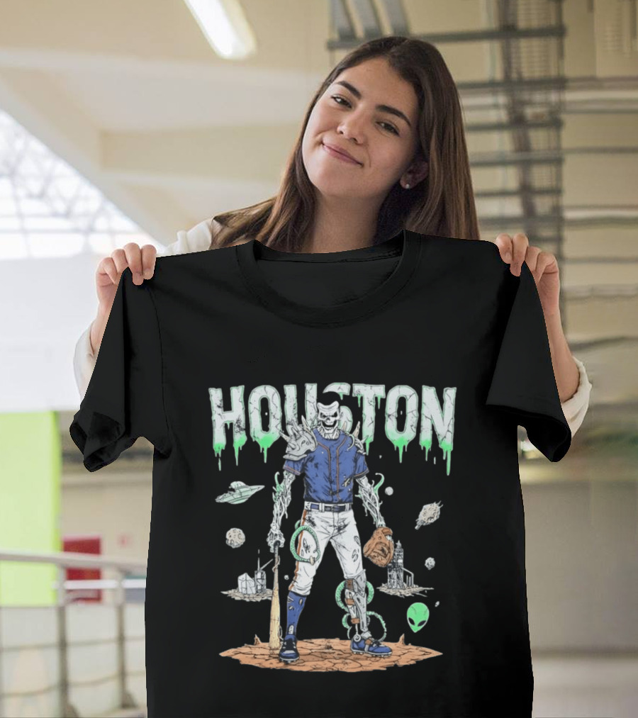 Houston Astros Space Zombie Baseball Player Alien T-Shirt