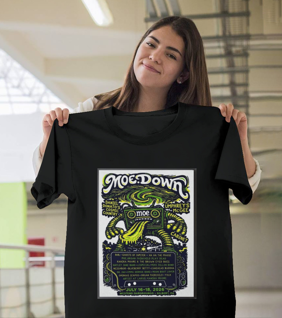 Moe Down Festival July 16 18 2026 Featuring Umphrey's McGee Cabinet Daniel Donato At Westend Fairgrounds Gilbert PA T-Shirt