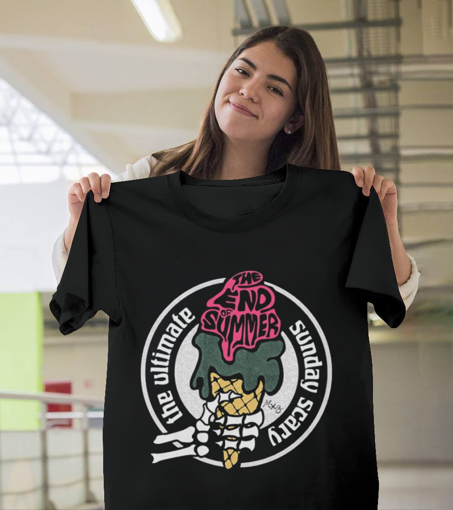The Ultimate Sunday Scary The End Of Summer Skeleton Ice Cream T-Shirt