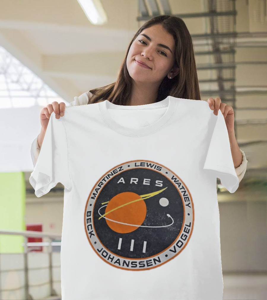 Ares III Mission Crew Patch Martinez Lewis Watney Beck Johanssen Vogel T-Shirt