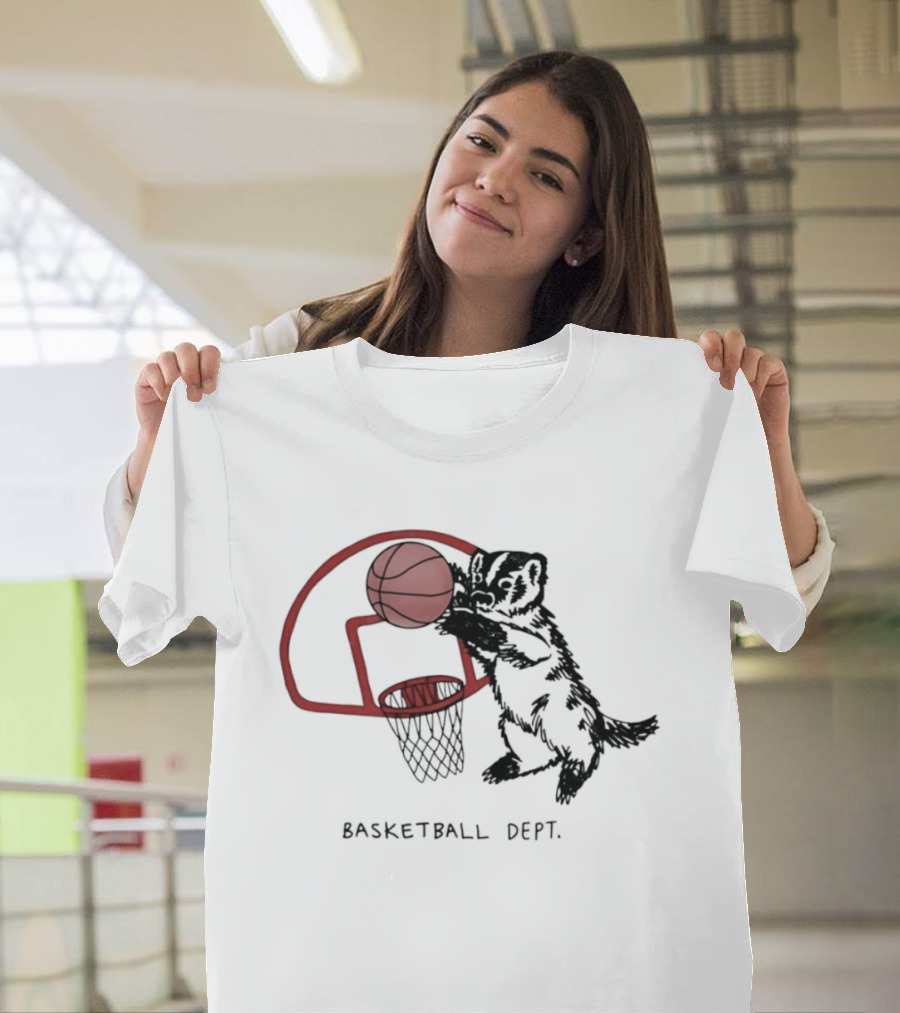 Basketball Dept Badger Dunking In Hoop T-Shirt