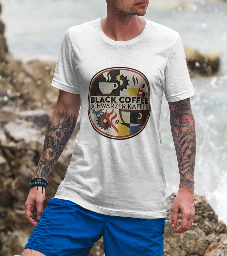 Black Coffee Schwarzer Kaffee Caffeine Cups Gears T-Shirt