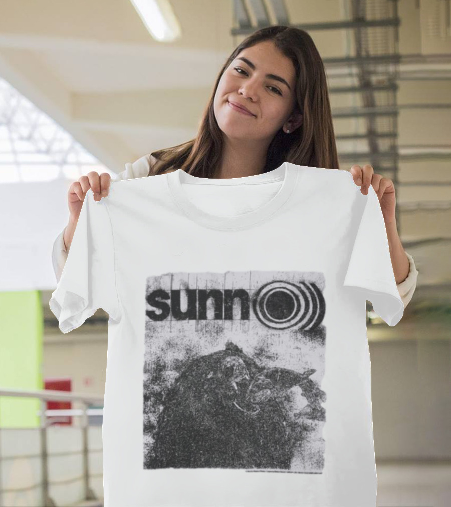 Sunn O))) Brain Dead Collaboration Black And White Distressed T-Shirt