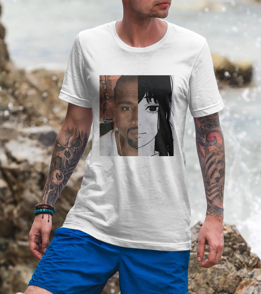 Kanye West Anime Crossover Split Face T-Shirt
