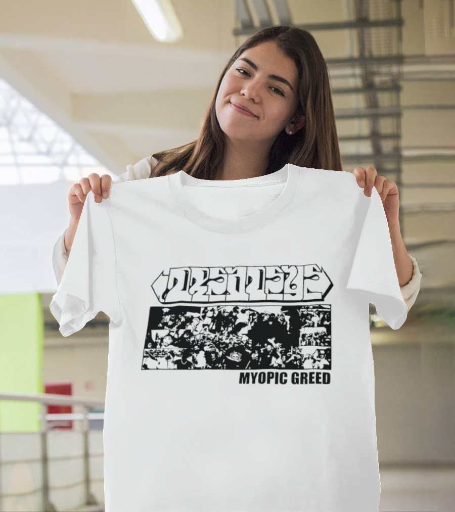 Dmsseye Myopic Greed Black And White Collage T-Shirt