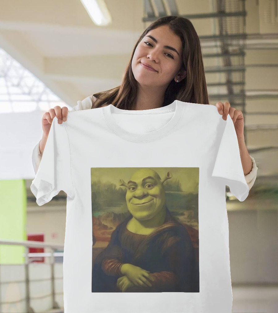 Shrek Mona Lisa Crossover Painting T-Shirt