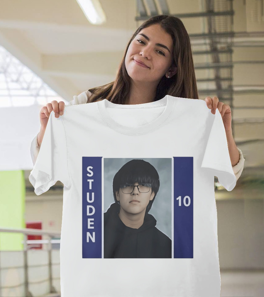 STUDEN 10 Blue And White Framed T-Shirt