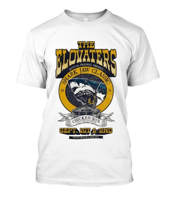 The Elovaters Annual Feeding Frenzy Shark Jaw Classic Nantucket Island MA Chicken Box Sept 1st 2nd 2026 With Hitch Friends T-Shirt