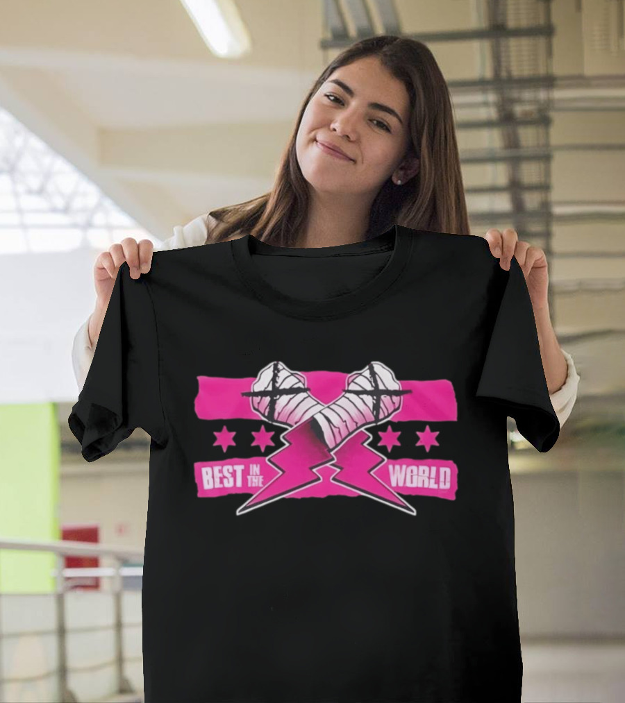 Best In The World CM Punk Crossed Bandaged Fists Lightning Bolt Stars T-Shirt