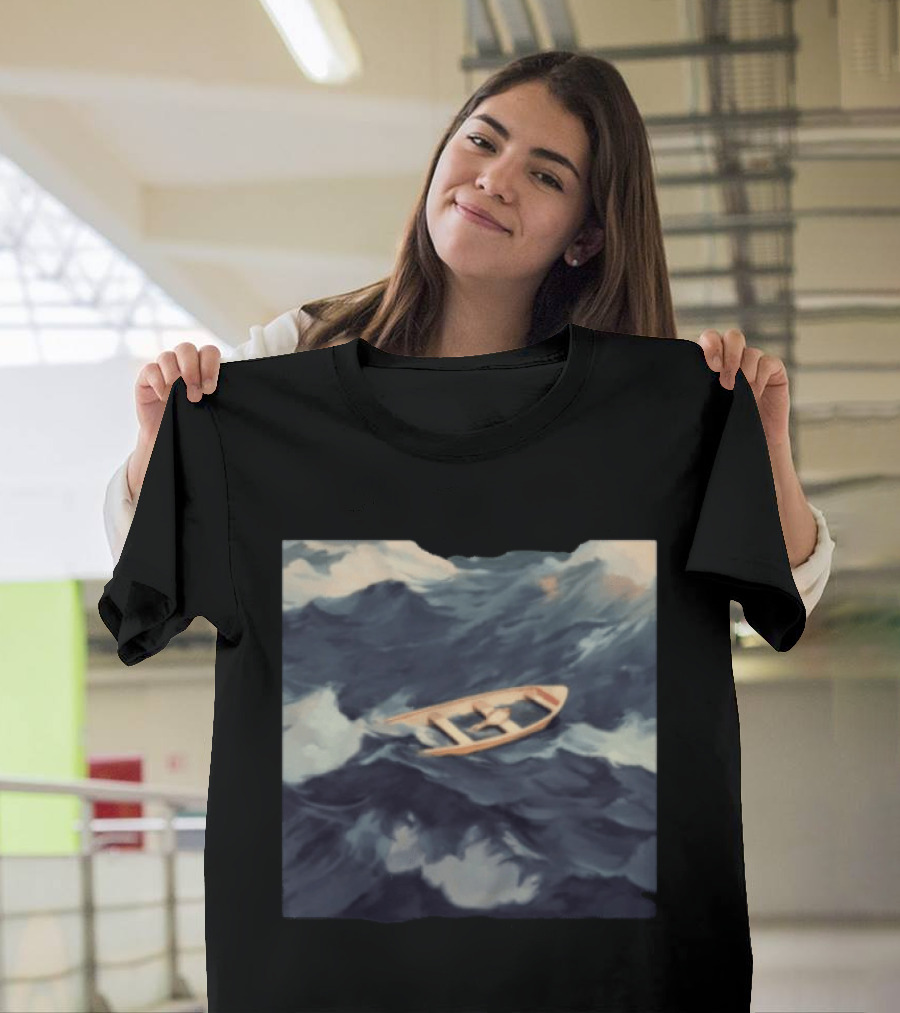 Morat Store Demasiado Lejos Boat On Stormy Seas Crewneck T-Shirt
