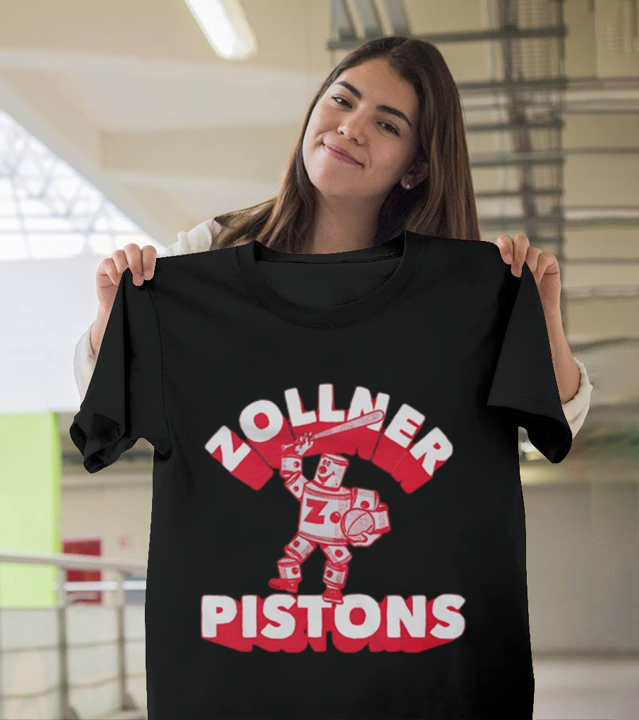 Zollner Pistons Vintage Robot Baseball Character NBA History T-Shirt