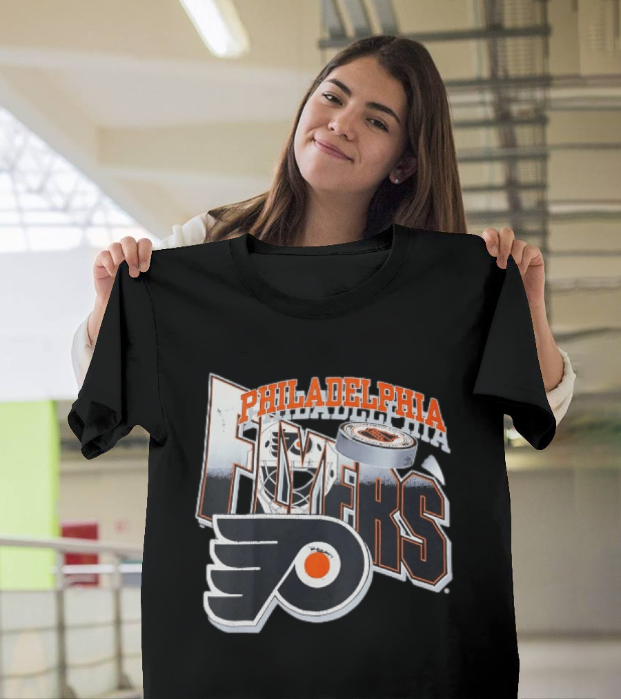 Philadelphia Flyers Goalie Mask Hockey Puck NHL Team T-Shirt