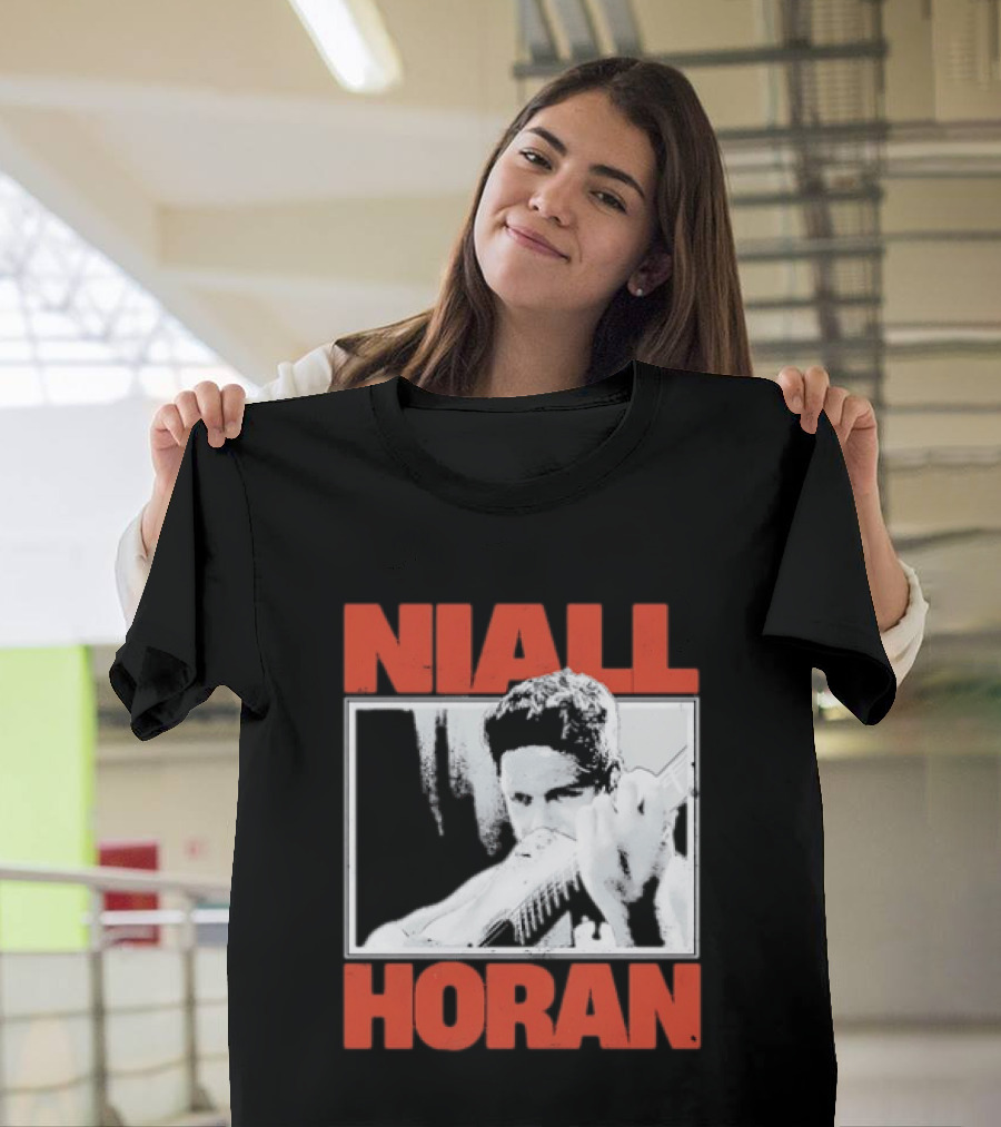 Niall Horan Playing Guitar Black And White T-Shirt