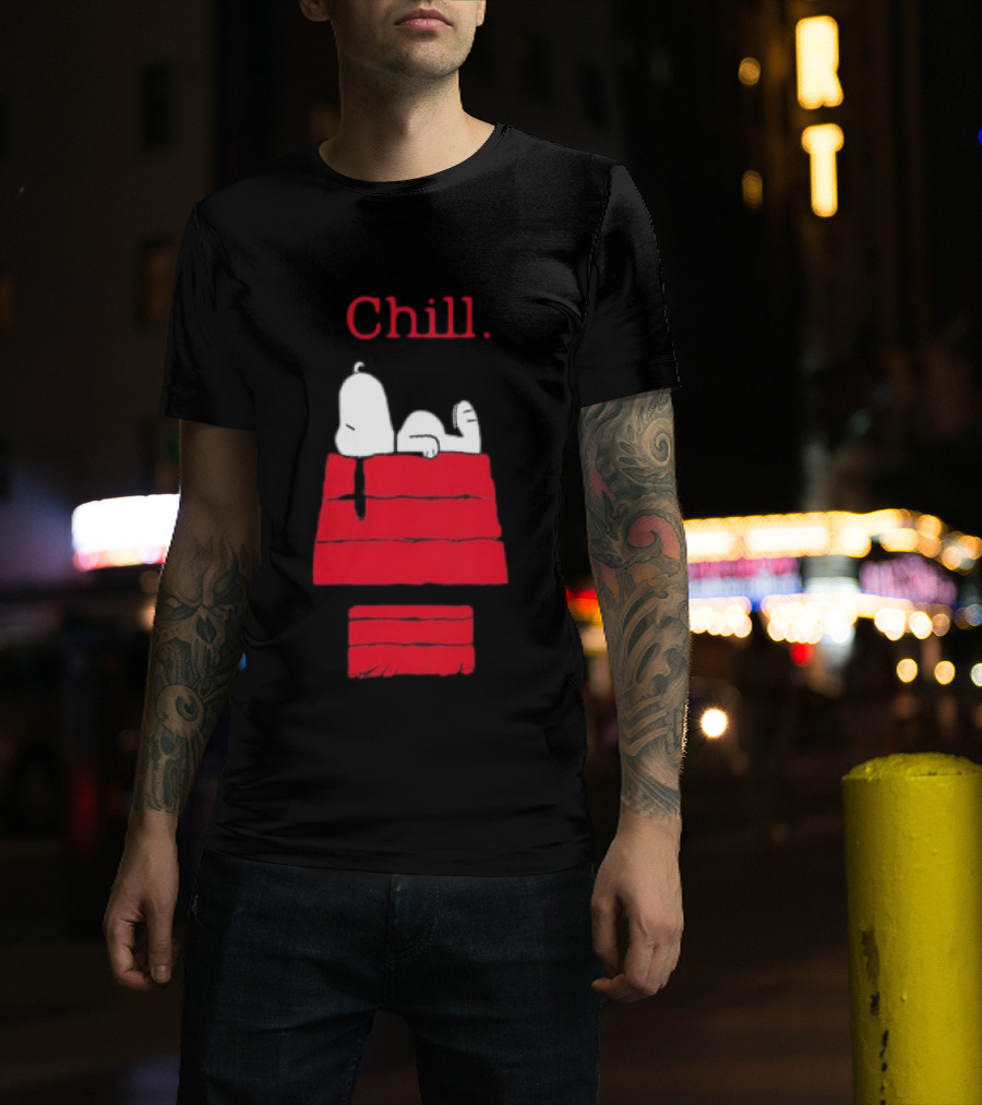Peanuts Snoopy Chill Relaxing On Red Doghouse T-Shirt