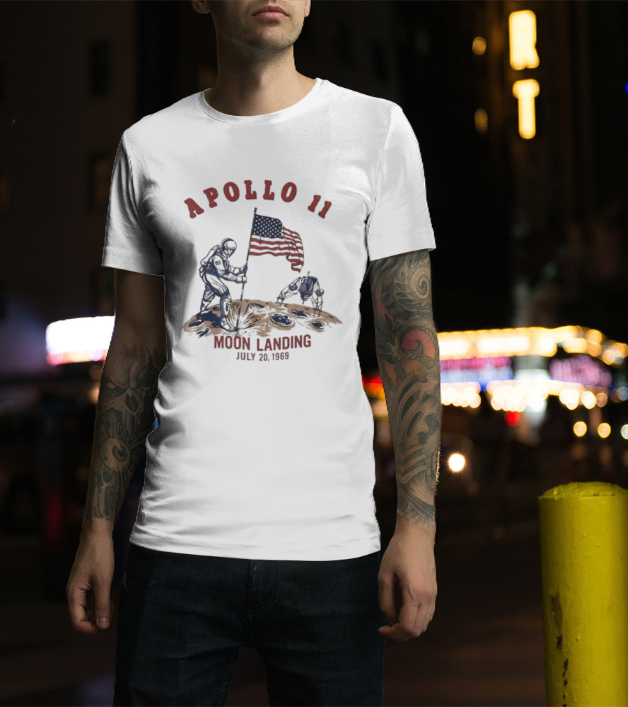 Apollo 11 Moon Landing Astronaut Flag July 20 1969 T-Shirt