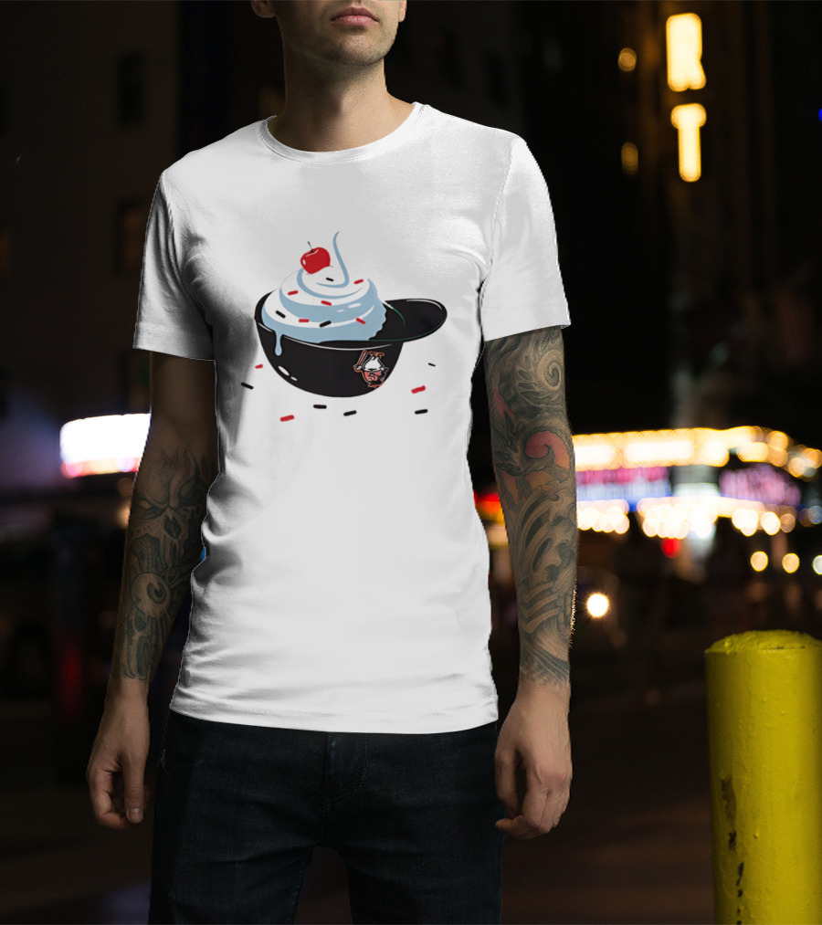 Baseballism Ice Cream Helmet Sundae With Cherry Baseball T-Shirt