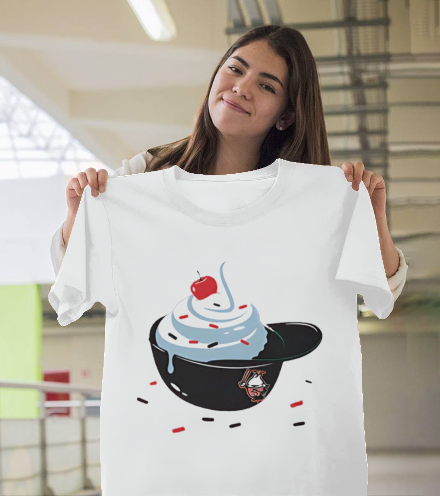 Baseballism Ice Cream Helmet Sundae With Cherry Baseball T-Shirt