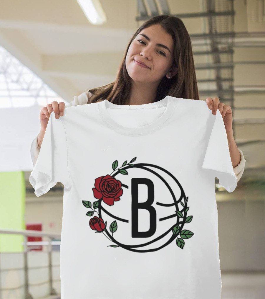 Brooklyn Nets Floral Basketball Rose B T-Shirt
