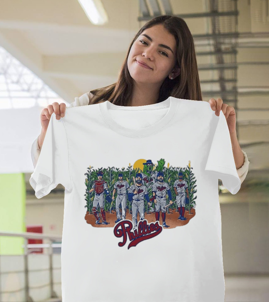 Philadelphia Phillies Players And Phillie Phanatic Among Cornfield T-Shirt
