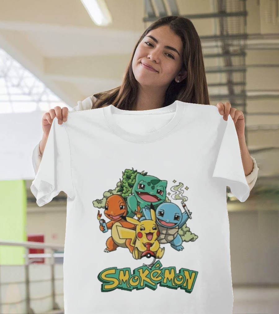 Smokemon Pikachu Charmander Squirtle Bulbasaur Fun T-Shirt