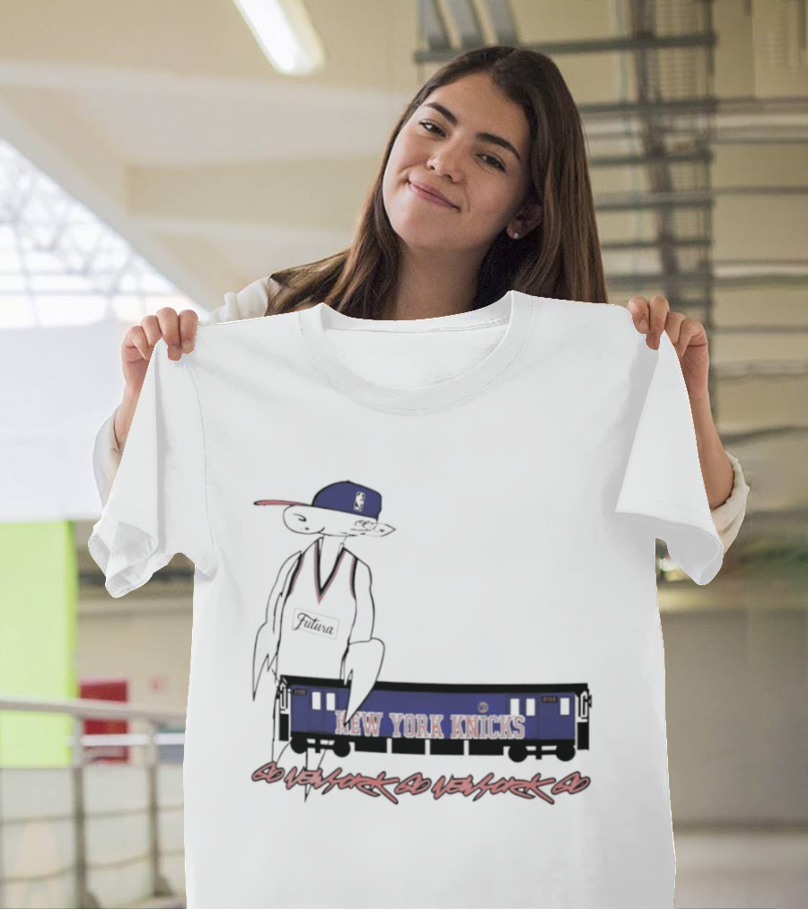 Futura New York Knicks Go New York Go Subway Train Basketball T-Shirt