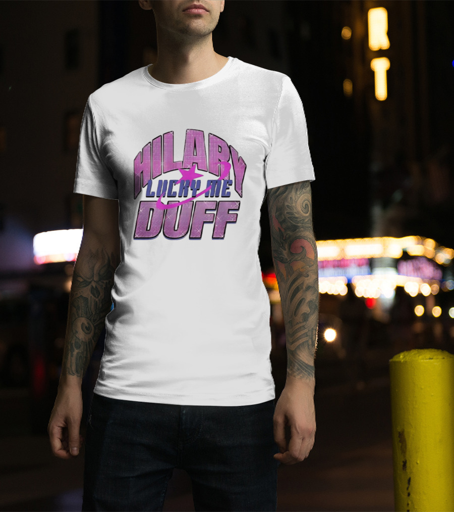 Hilary Duff Lucky Me Pink Glitter Star Planet Pop Singer T-Shirt