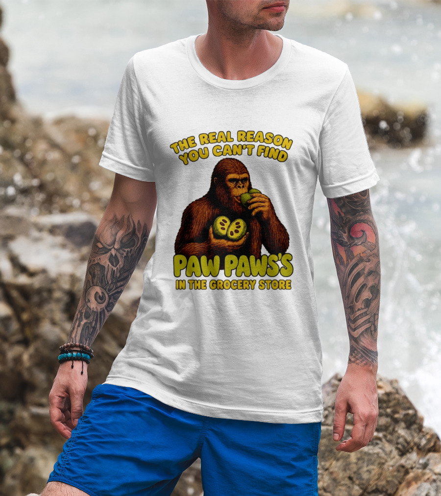 Pawpaw Fruit Mystery Sasquatch Eating Pawpaws In Grocery Store T-Shirt