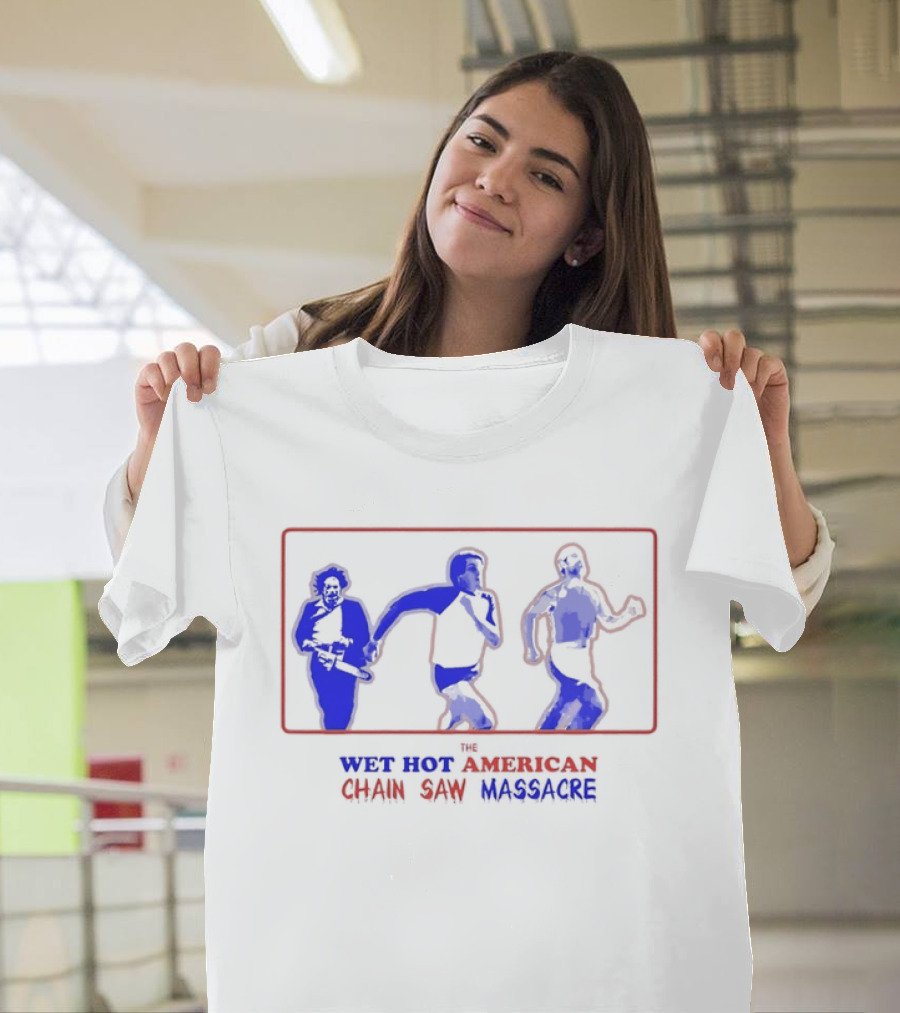 Wet Hot American Chain Saw Massacre Silhouettes Dance Comedy Horror Mashup T-Shirt