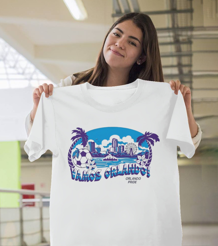 Vamos Orlando Orlando Pride Skyline Soccer Tropical Cityscape T-Shirt
