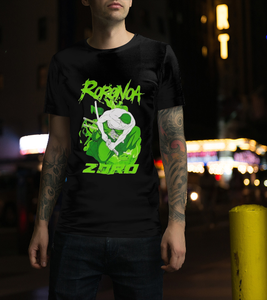 Roronoa Zoro Sword Fighter Anime Drawing T-Shirt