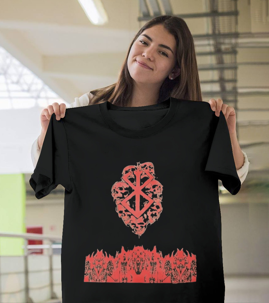 Berserk Sacrifice Skulls Skeletons Symbolic Red T-Shirt