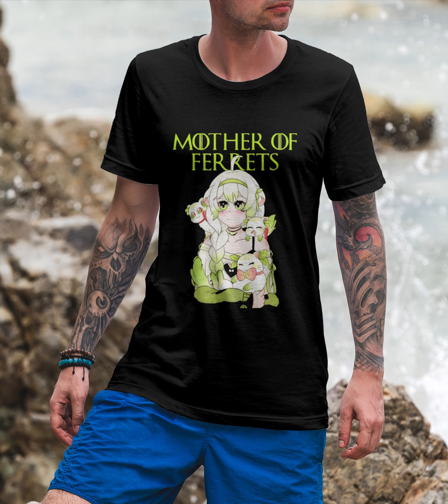 Mother Of Ferrets Anime Girl Ferret Lover Cute Kawaii T-Shirt