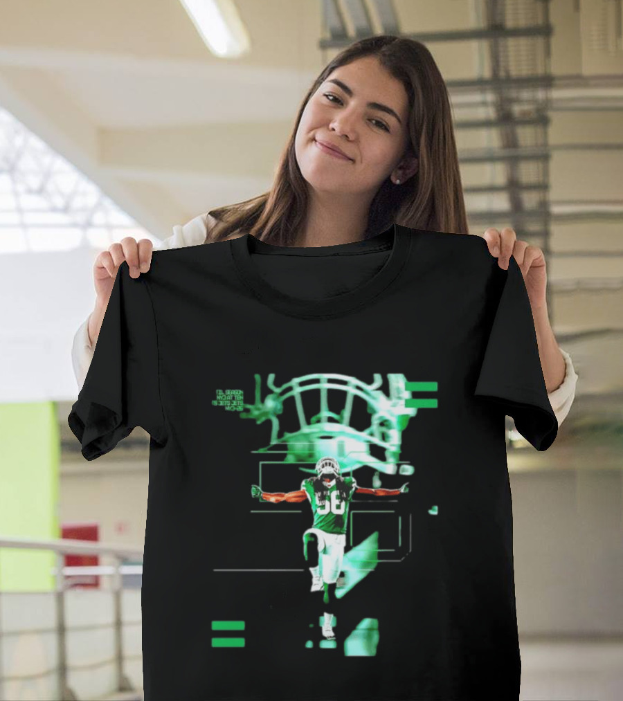 New York Jets 56 Days Til Season Countdown With Football Player And Helmet T-Shirt