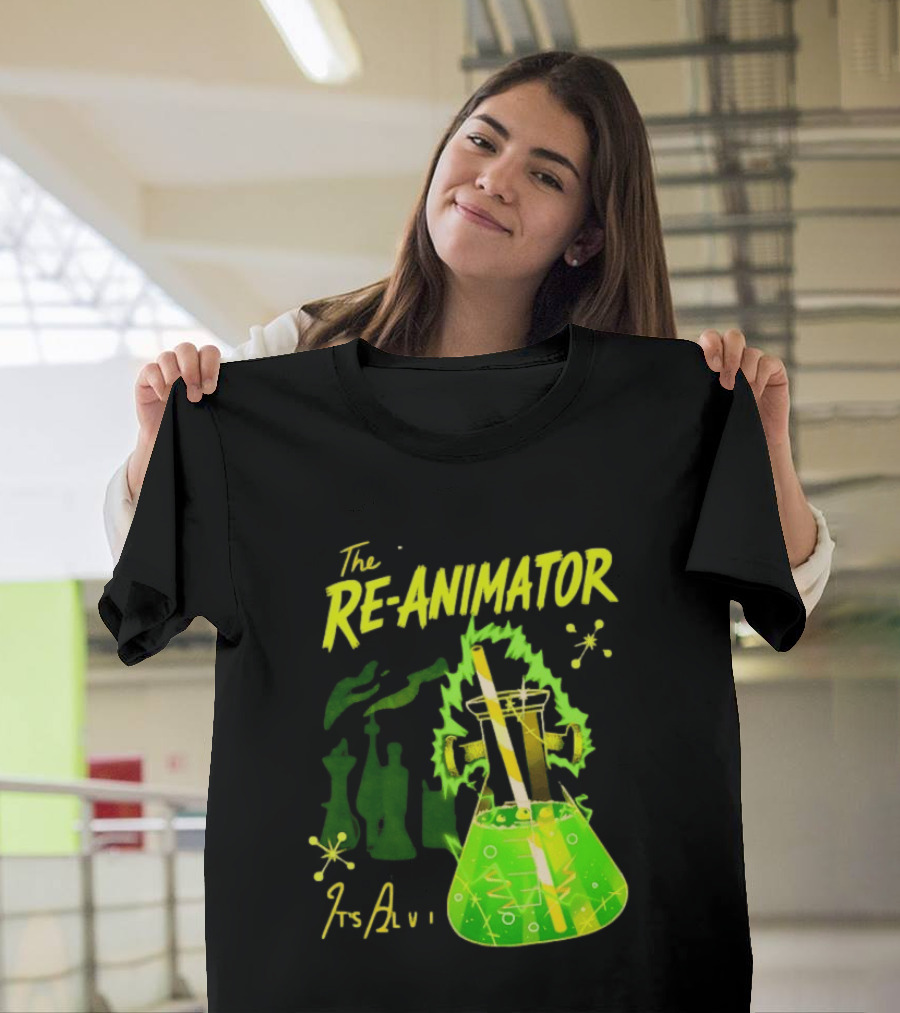 The Re Animator It's Alive Green Lab Flask Horror Film T-Shirt